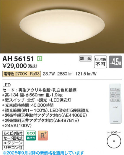 ���β��� Koizumi �������߾��� LED����������� AH56151