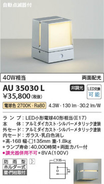 ���β��� Koizumi �������߾��� LED�ɱ����֥饱�å� AU35030L