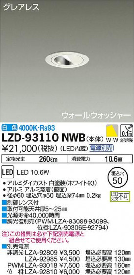 DAIKO ŵ 륦å㡼饤 LZD-93110NWB ʼ̿