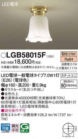 Panasonic ������󥰥饤�� LGB58015F �ᥤ��̿�