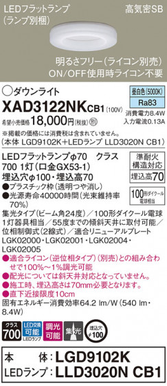 Panasonic 饤 XAD3122NKCB1 ᥤ̿