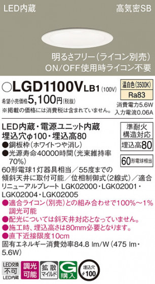 Panasonic ������饤�� LGD1100VLB1 �ᥤ��̿�
