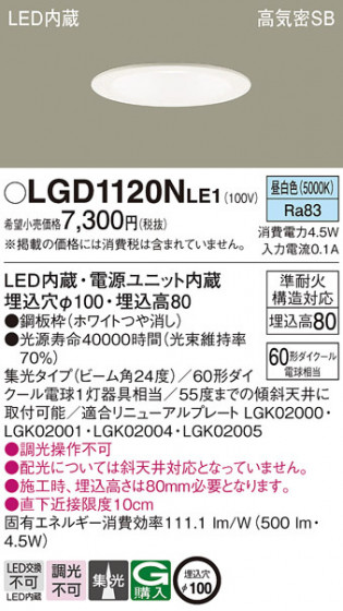 Panasonic ������饤�� LGD1120NLE1 �ᥤ��̿�