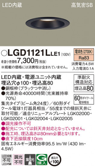 Panasonic ������饤�� LGD1121LLE1 �ᥤ��̿�