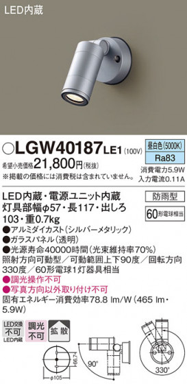 Panasonic �������ƥꥢ���ݥåȥ饤�� LGW40187LE1 �ᥤ��̿�