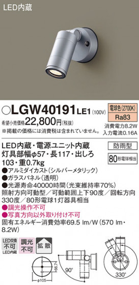 Panasonic �������ƥꥢ���ݥåȥ饤�� LGW40191LE1 �ᥤ��̿�