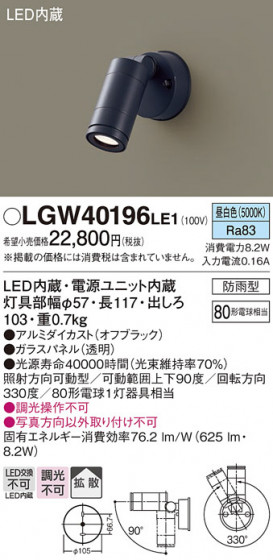 Panasonic �������ƥꥢ���ݥåȥ饤�� LGW40196LE1 �ᥤ��̿�
