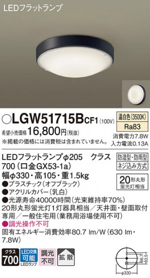 Panasonic ƥꥢ饤 LGW51715BCF1 ᥤ̿