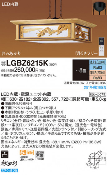 Panasonic �ڥ����� LGBZ6215K �ᥤ��̿�