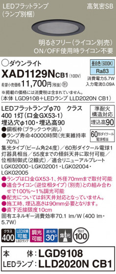 Panasonic ������饤�� XAD1129NCB1 �ᥤ��̿�
