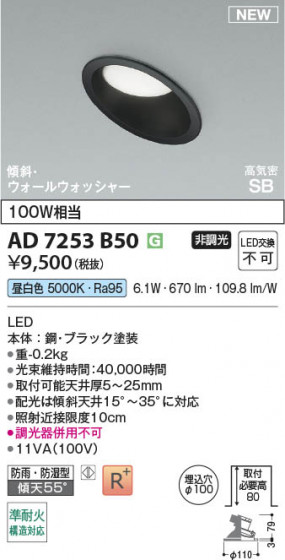 β Koizumi ߾ LEDⵤ̩SB饤 AD7253B50