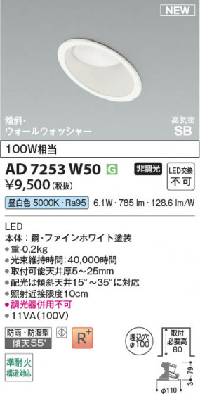β Koizumi ߾ LEDⵤ̩SB饤 AD7253W50