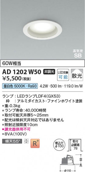 ���β��� Koizumi �������߾��� LED�ⵤ̩SB������饤�� AD1202W50