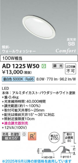 ���β��� Koizumi �������߾��� LED�ⵤ̩SB������饤�� AD1225W50