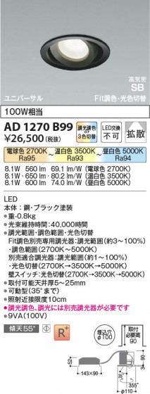 ���β��� Koizumi �������߾��� LED�ⵤ̩SB��˥С����������饤�� AD1270B99