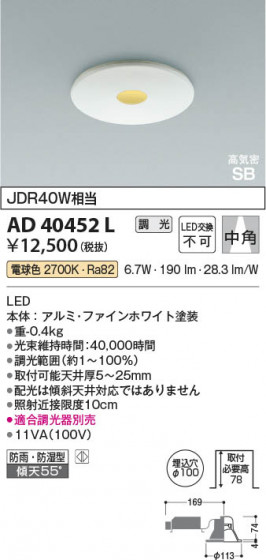 ���β��� Koizumi �������߾��� LED�ⵤ̩SB������饤�� AD40452L