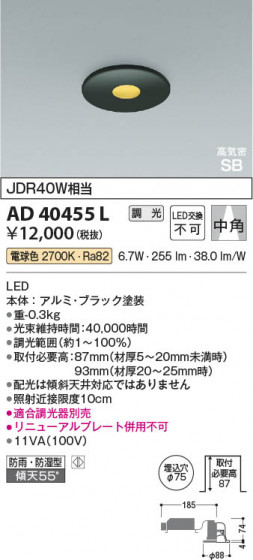 ���β��� Koizumi �������߾��� LED�ⵤ̩SB������饤�� AD40455L