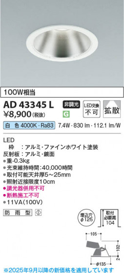 ���β��� Koizumi �������߾��� LED������饤�� AD43345L