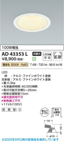 ���β��� Koizumi �������߾��� LED������饤�� AD43353L