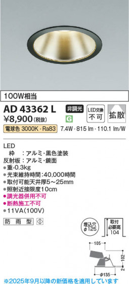 ���β��� Koizumi �������߾��� LED������饤�� AD43362L
