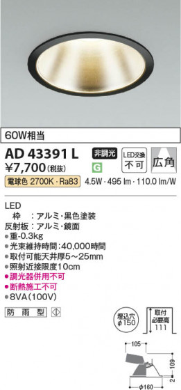 ���β��� Koizumi �������߾��� LED������饤�� AD43391L