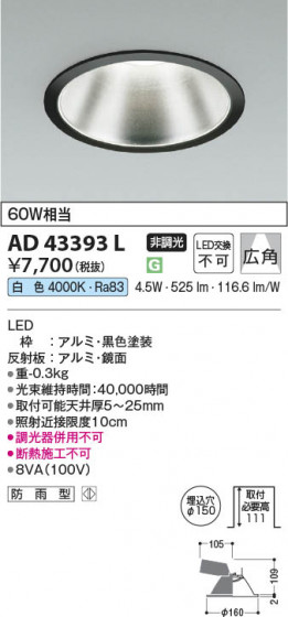 ���β��� Koizumi �������߾��� LED������饤�� AD43393L