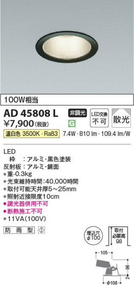 ���β��� Koizumi �������߾��� LED������饤�� AD45808L