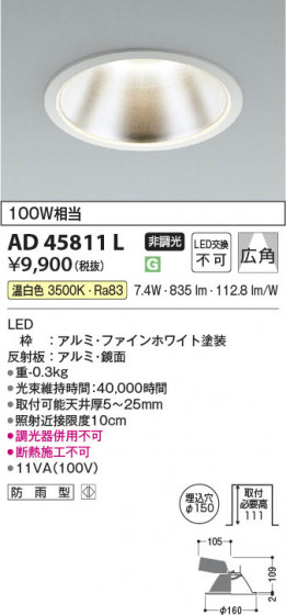 ���β��� Koizumi �������߾��� LED������饤�� AD45811L