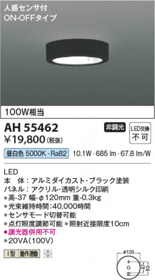 ���β��� Koizumi �������߾��� LED����������� AH55462