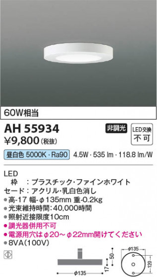 ���β��� Koizumi �������߾��� LED����������� AH55934