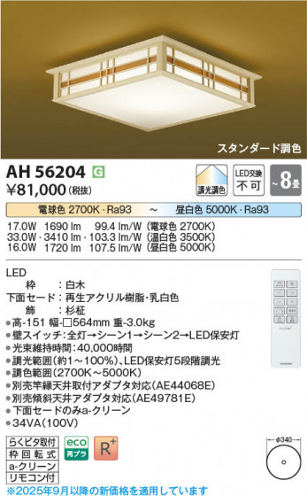 ���β��� Koizumi �������߾��� LED����������� AH56204