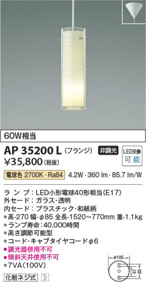 ���β��� Koizumi �������߾��� LED�ڥ����� AP35200L