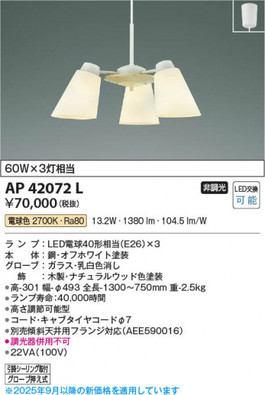 ���β��� Koizumi �������߾��� LED�ڥ����� AP42072L