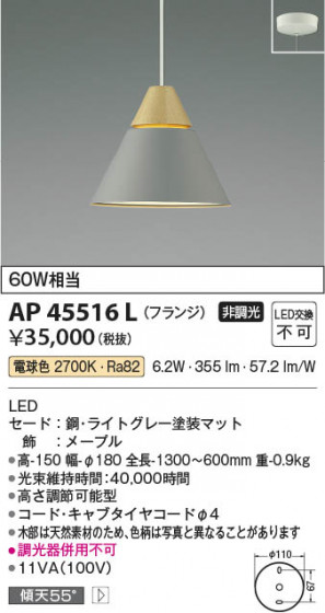 ���β��� Koizumi �������߾��� LED�ڥ����� AP45516L