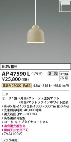 ���β��� Koizumi �������߾��� LED�ڥ����� AP47590L