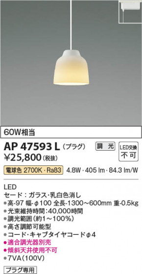 ���β��� Koizumi �������߾��� LED�ڥ����� AP47593L