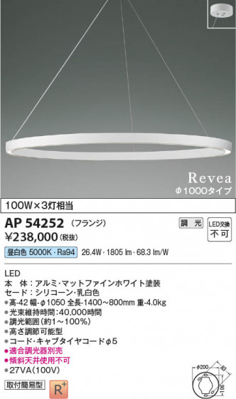���β��� Koizumi �������߾��� LED�ڥ����� AP54252