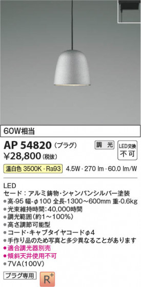 ���β��� Koizumi �������߾��� LED�ڥ����� AP54820