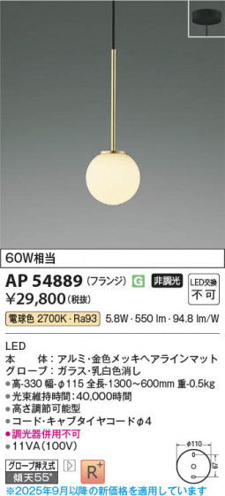 ���β��� Koizumi �������߾��� LED�ڥ����� AP54889