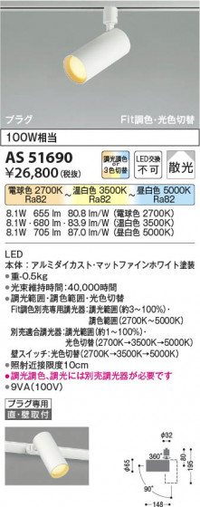 ���β��� Koizumi �������߾��� LED���ݥåȥ饤�� AS51690