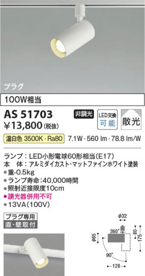 ���β��� Koizumi �������߾��� LED���ݥåȥ饤�� AS51703