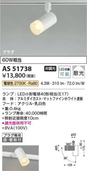 ���β��� Koizumi �������߾��� LED���ݥåȥ饤�� AS51738