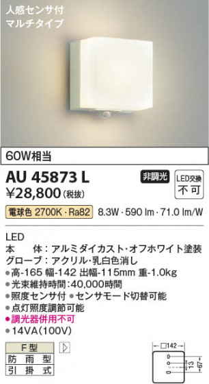 ���β��� Koizumi �������߾��� LED�ɱ����֥饱�å� AU45873L