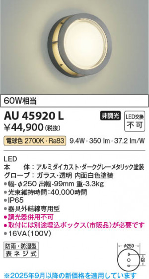 ���β��� Koizumi �������߾��� LED�ɱ��ɼ����֥饱�å� AU45920L