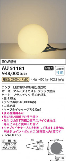 ���β��� Koizumi �������߾��� LED�ɱ���������� AU51181