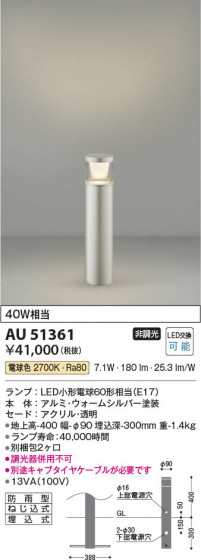 ���β��� Koizumi �������߾��� LED�����ǥ�饤�� AU51361