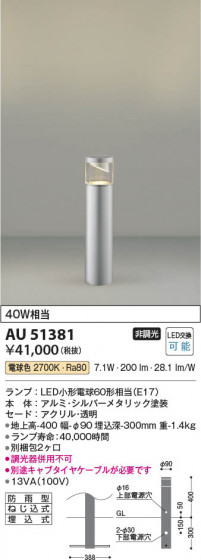 ���β��� Koizumi �������߾��� LED�����ǥ�饤�� AU51381