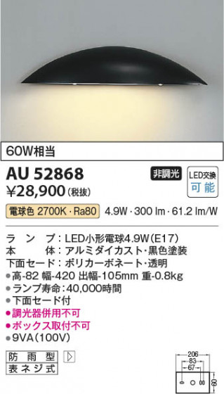 ���β��� Koizumi �������߾��� LED�ɱ����֥饱�å� AU52868