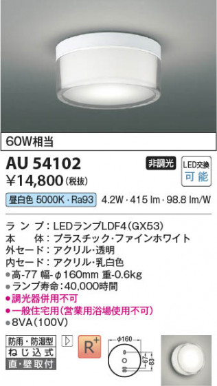 ���β��� Koizumi �������߾��� LED�ɱ��ɼ���������� AU54102