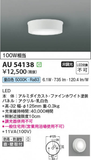 ���β��� Koizumi �������߾��� LED�ɱ��ɼ���������� AU54138